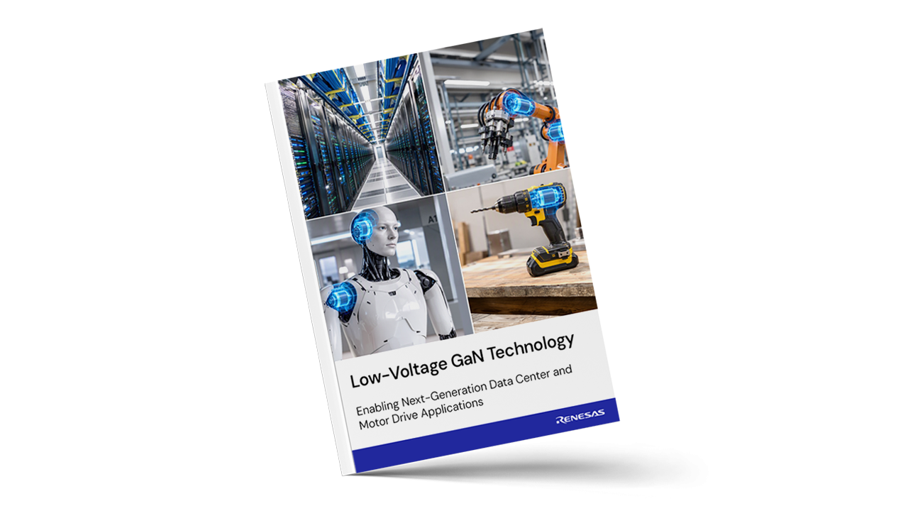 White paper cover featuring low-voltage GaN technology in data center and motor drive applications.