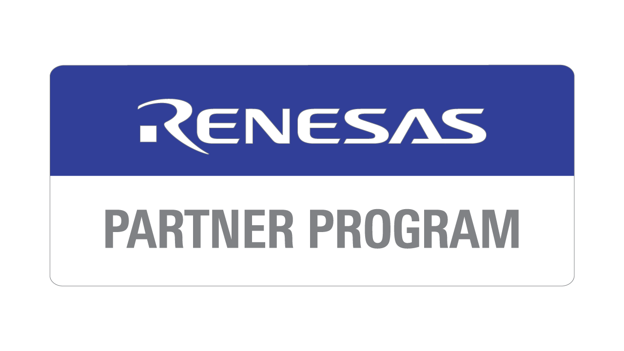 Rectangular badge featuring Renesas' partner program.