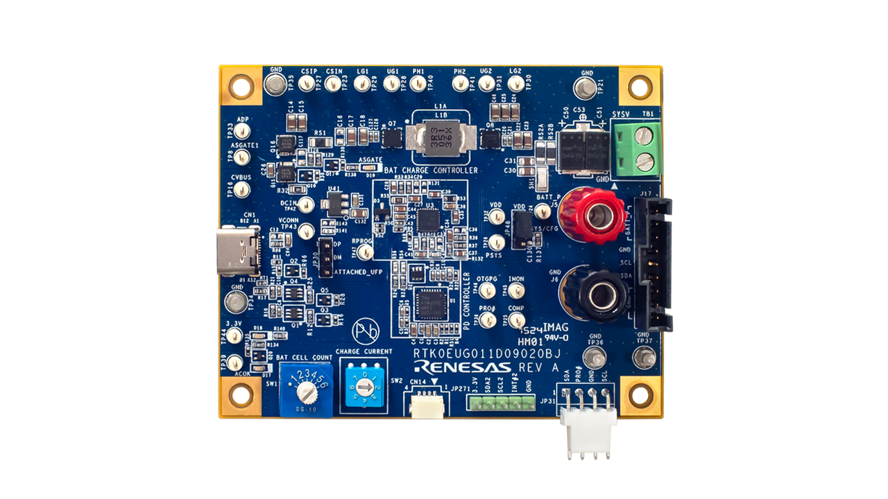 100W USB type-C battery System reference design board top view.
