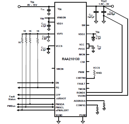 RAA210130 - Typical Application Circuit, 8V-15V