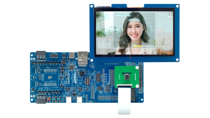 EK-RA8P1 Evaluation Board - LCD board and camera module attached