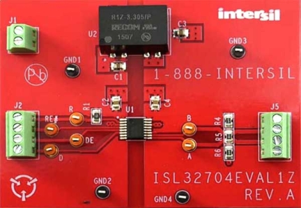 ISL32704EVAL1Z Isolated RS-485 Transceiver Eval Board