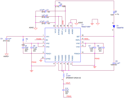 RAA271050 2.2MHz Switching Frequency Schematic