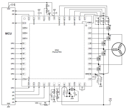RAA306012 External Circuit Example – 3-Shunt Sensorless FOC