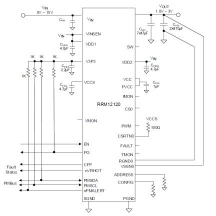 RRM12120 - Typical Application Circuit, 8V-15V