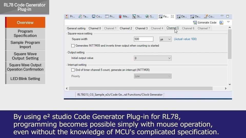 RL78 Simulator: Code Generator Plug-in