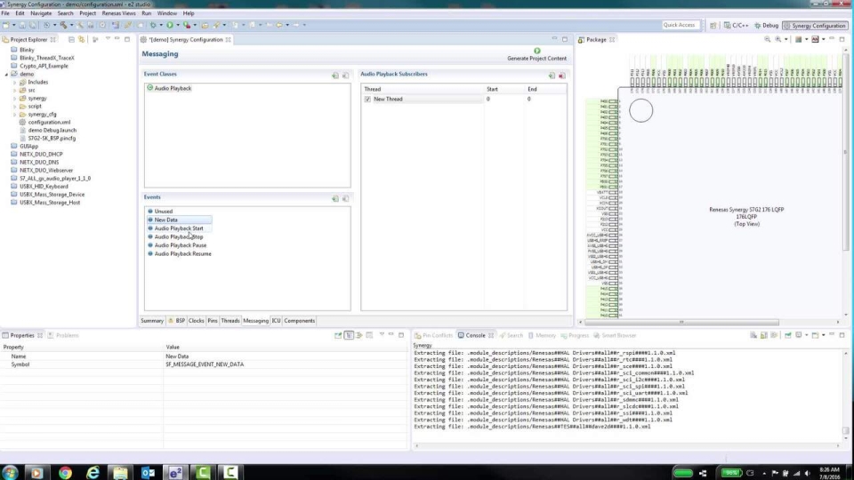 The Messaging Framework Configurator in the Renesas Synergy Tools ISDE