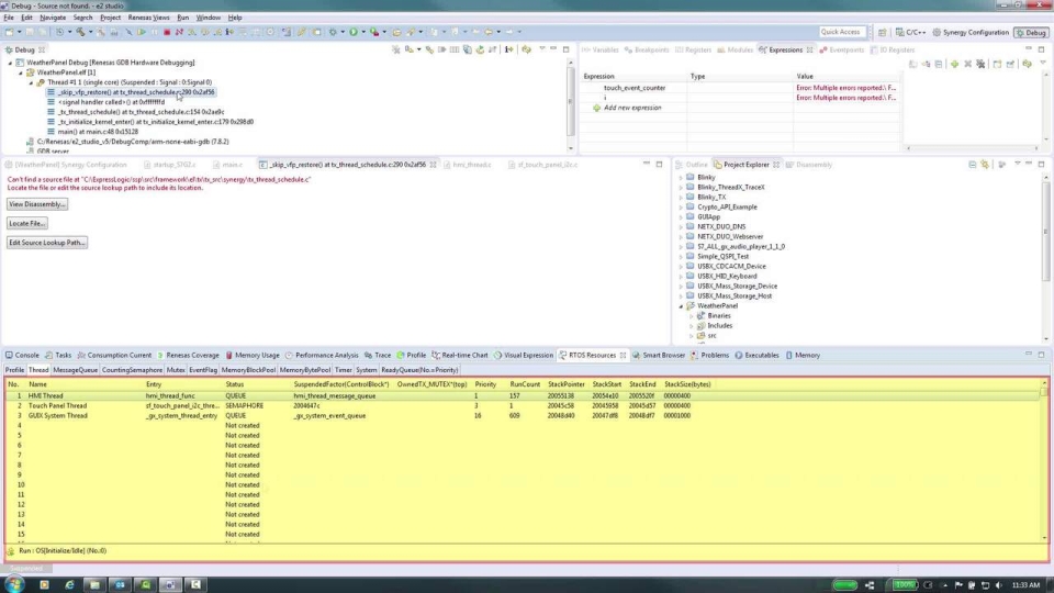 Using the RTOS Resources View with the Renesas Synergy Tools ISDE