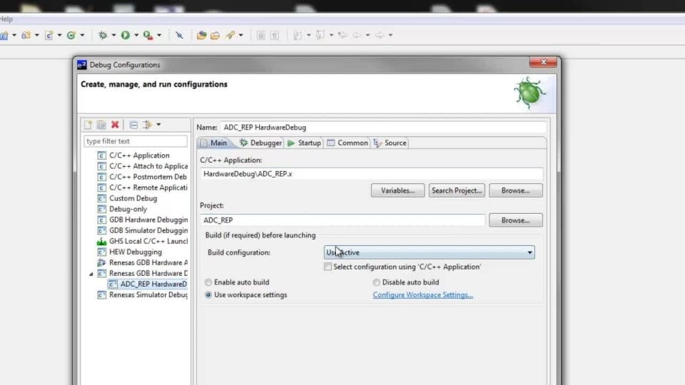 e² studio - Starting a Debug Session