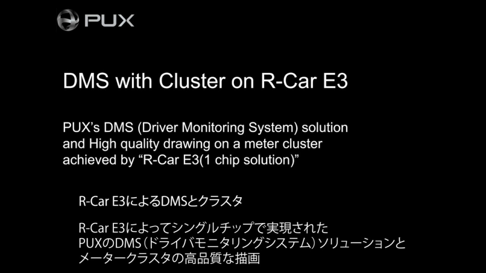 DMS with Cluster on R-Car E3 (PUX Corporation)