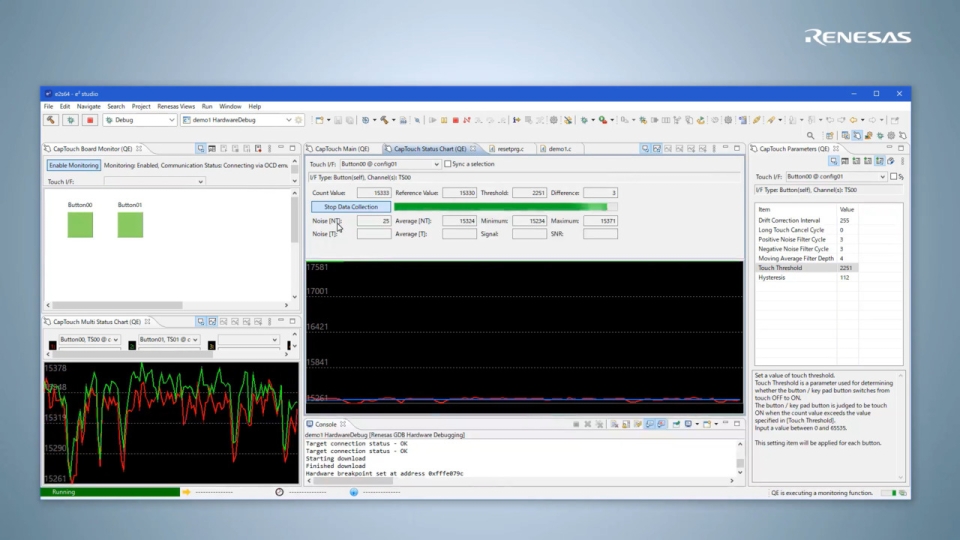 QE for Capacitive Touch Feature - Measuring Standard Deviation