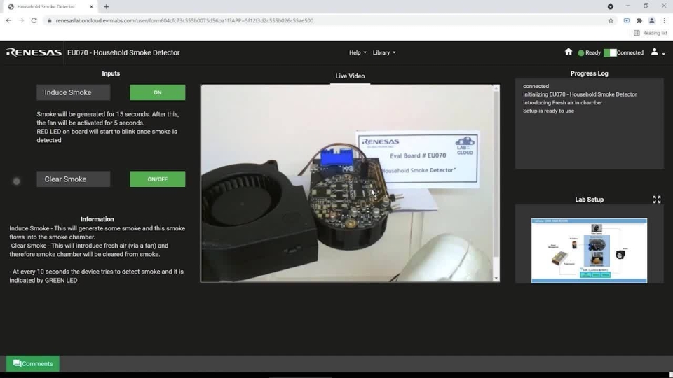 Lab On The Cloud Demonstration for Household Smoke Detector Solution