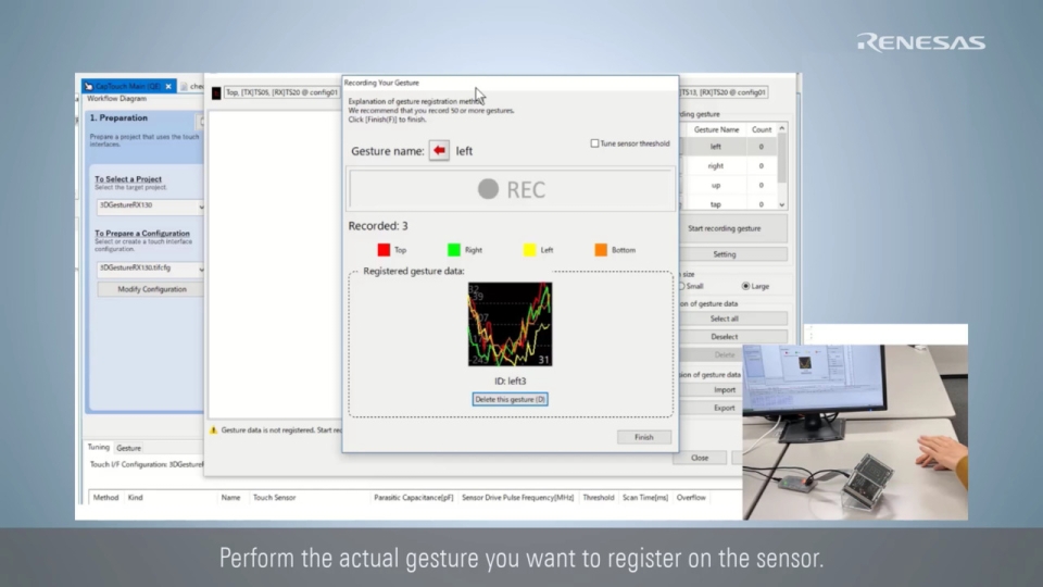 QE for Capacitive Touch Tutorial: How to create the gesture data