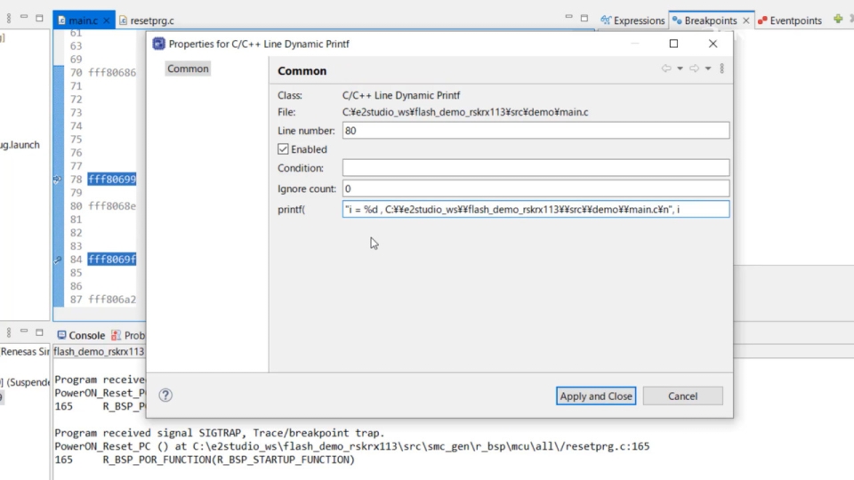 e² studio Tips - How to Use Printf Debugging Without Changing the Source Code (Using Dynamic Printf)