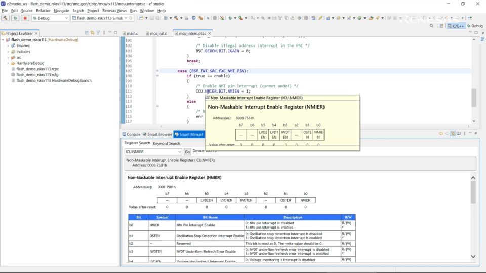 e² studio Tips - Easy Way to Check IO Register Specification (Using Smart Manual)