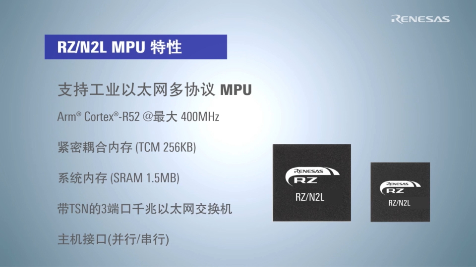 RZ/N2L MPU可轻松实施工业以太网和TSN