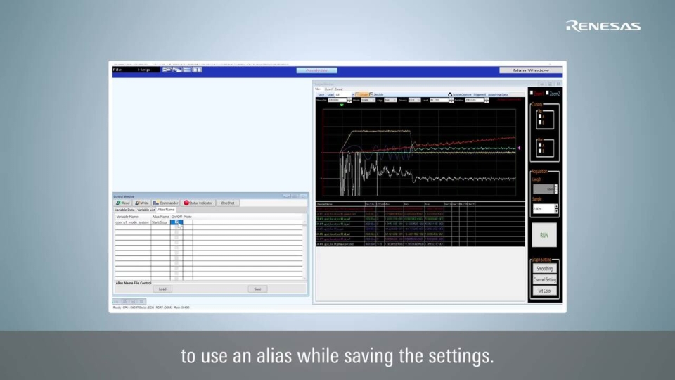 (10) Renesas Motor Workbench Analyzer Alias Name