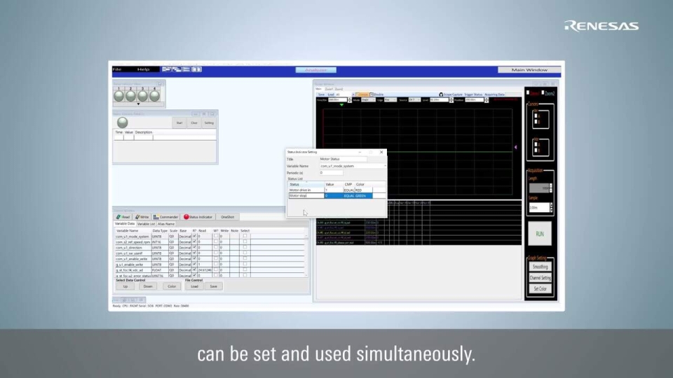 (8) Renesas Motor Workbench Analyzer Status Indicator