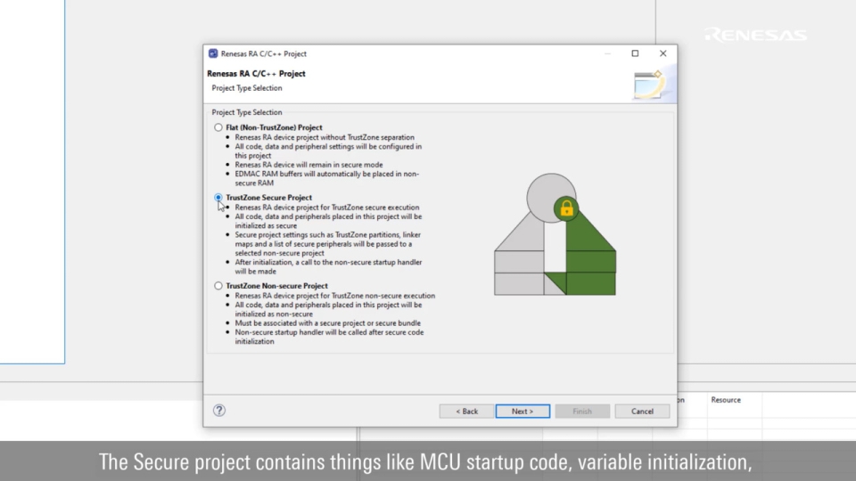 Generating an RA Secure Project for e2 studio