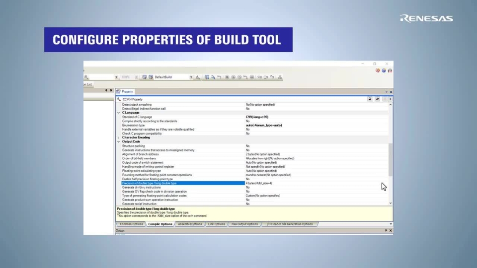 RH850 F1KH MCAL - Changing to CC-RH Compiler: Setup Properties (Part 2)