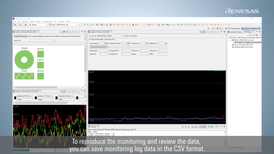 QE for Capacitive Touch Feature - Check Monitoring Values Using The Monitoring Log Feature