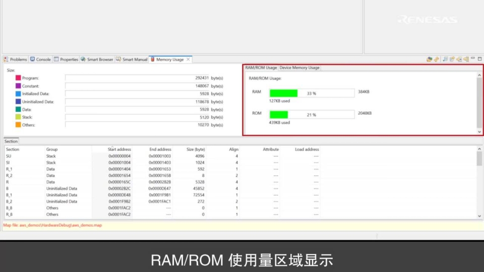 e² studio - 内存使用量视图的应用