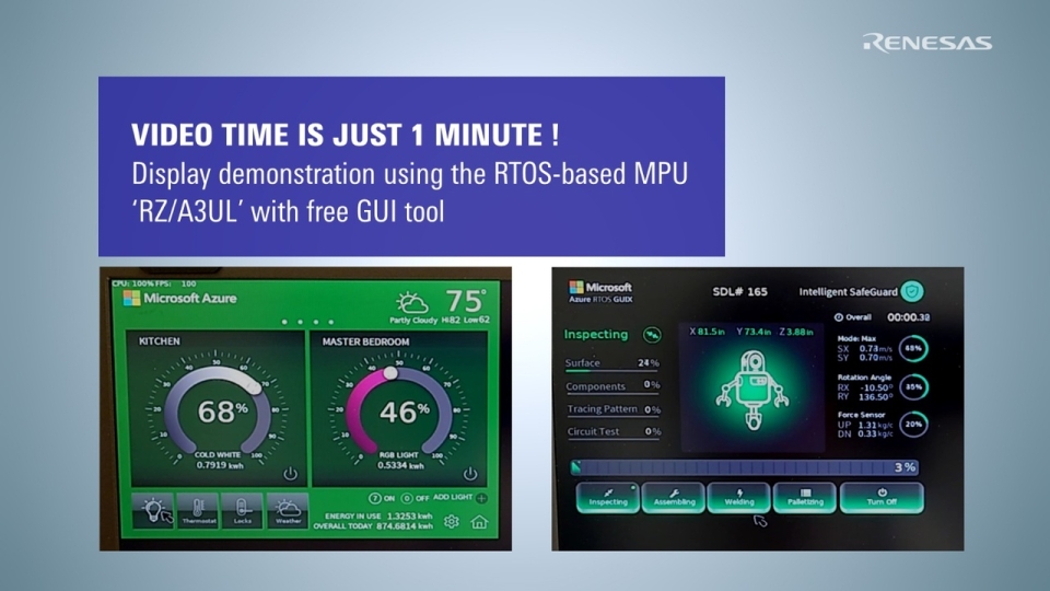 RZ/A3UL Display demonstration with Free GUI tool