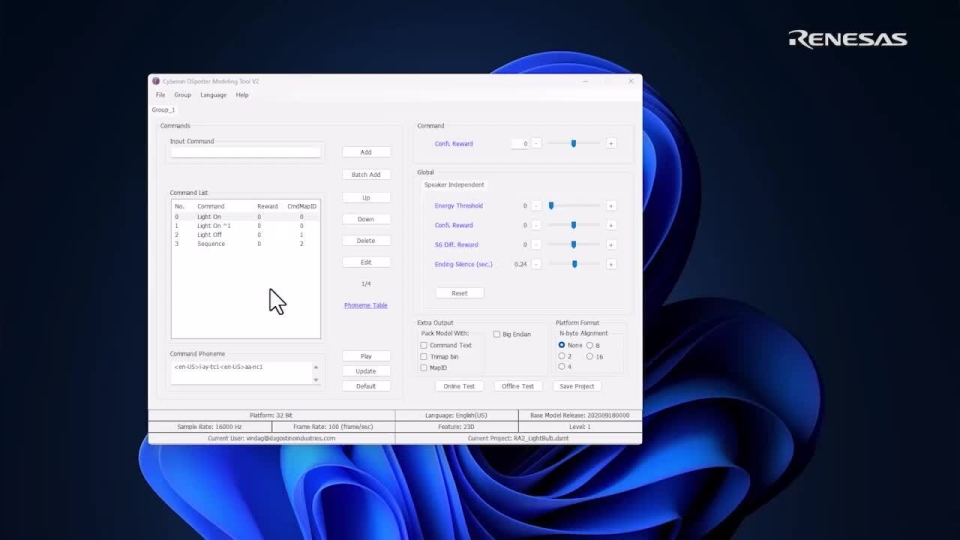 Renesas RA2L1 Voice User Reference Kit with Cyberon