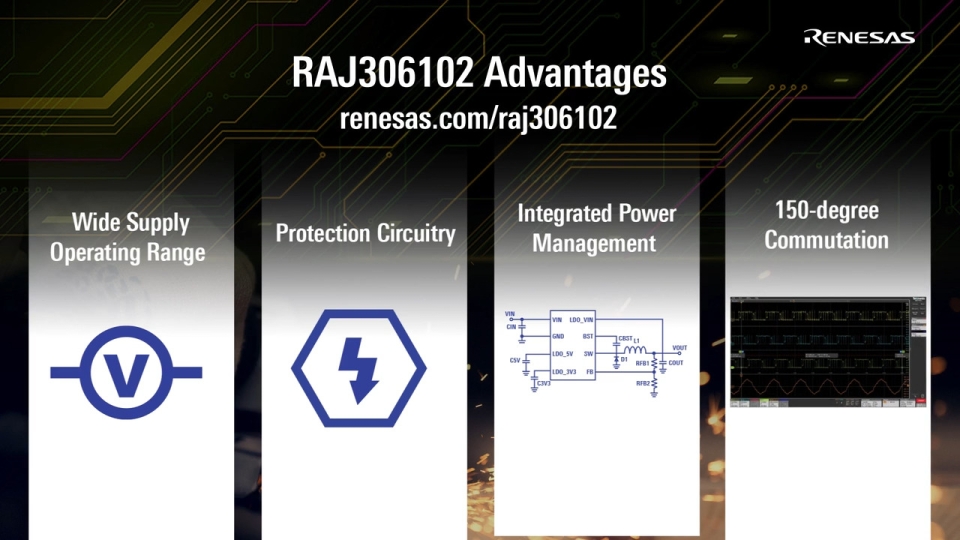 RAJ306102 General-Purpose Motor Control IC with Integrated RL78/G1F MCU