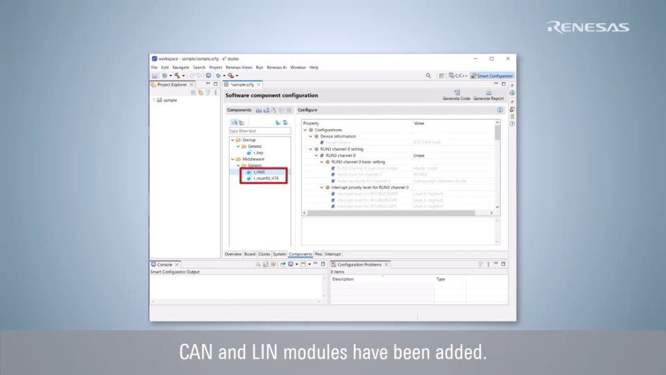 How to Use CAN/LIN with Smart Configurator on e² studio