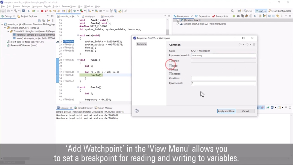 e² studio Tips - How to Use the Breakpoints View During Debugging