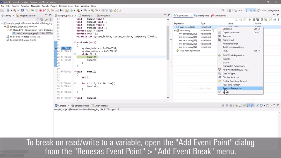 e² studio Tips: How to Use the Expressions View During Debugging