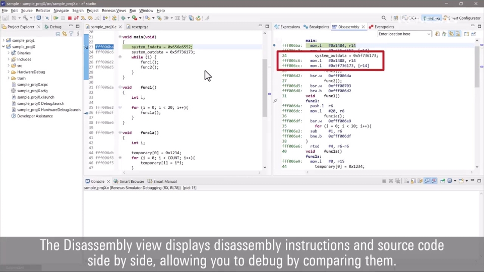 e² studio Tips: How to Use the Disassembly View During Debugging