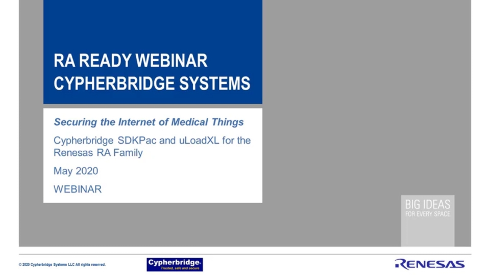 Securing IoMT Devices on Renesas RA MCUs with Cypherbridge: Best Practices & Use Cases